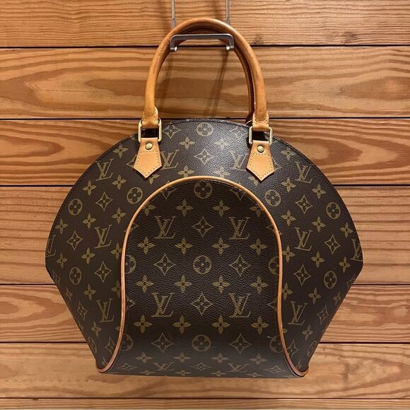 Louis Vuitton Brown Ellipse GM Monogram Bag Handbag Satchel Lock 338 READ - Picture 1 of 12